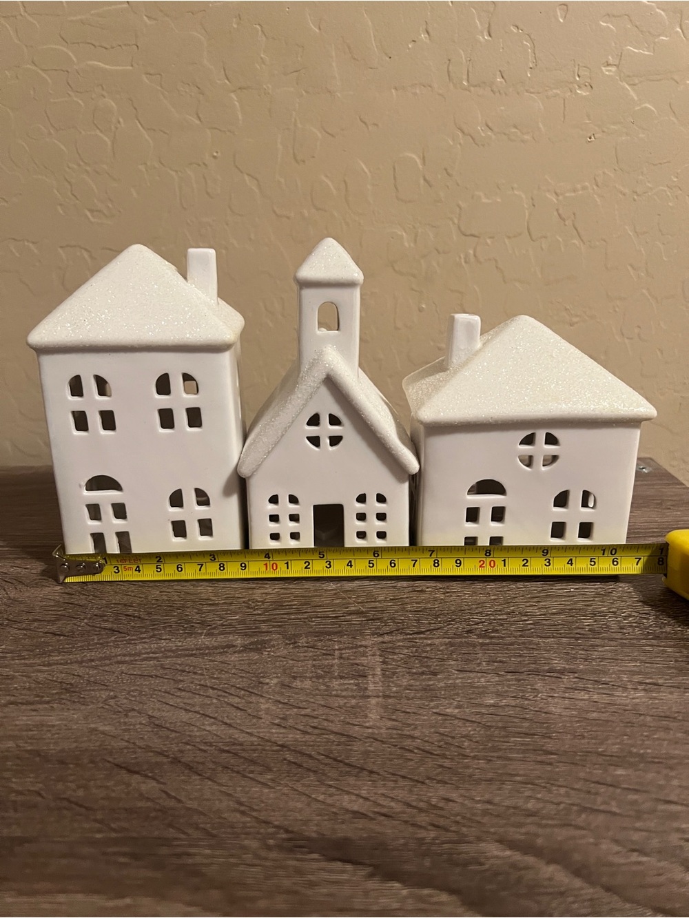 Target Wondershop Ceramic Town House Church Set Christmas Glitter Snow White NWT